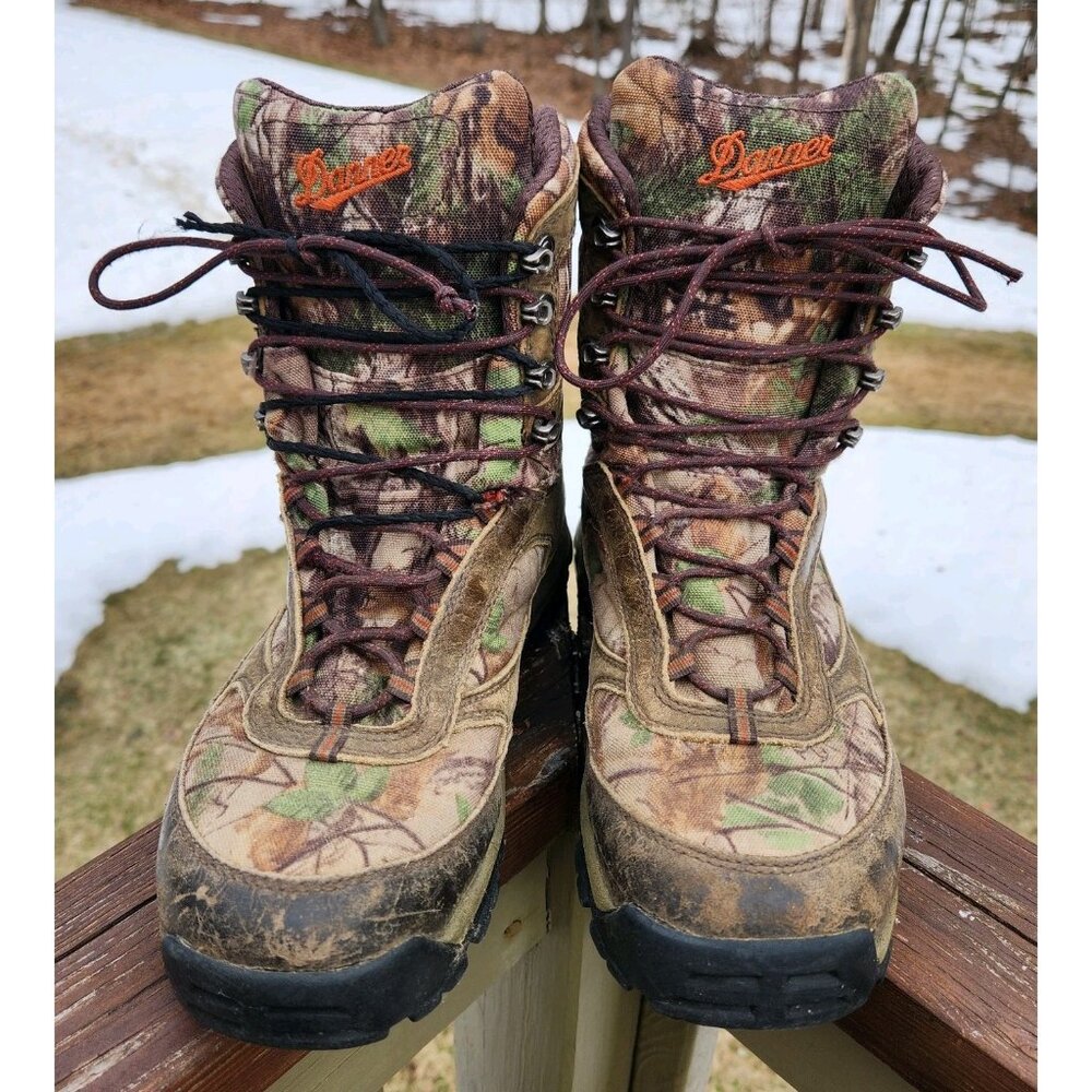 Danner High Ground Mens 9.5 D Camo Hunting Boots Real Tree Xtra Green Gore-Tex